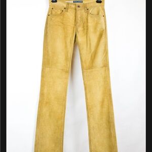 Ralph Lauren Women's Mustard Straight Leg suede leather